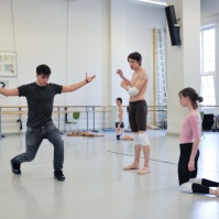 Our Resident Choreographer Demis Volpi at work with Elisa Badenes and David Moore