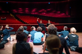 Artistic Director Tamas Detrich and Ballet Mistress Yseult Lendvai giving notes from the dress rehearsal the night before and inspiration for the evening’s performance